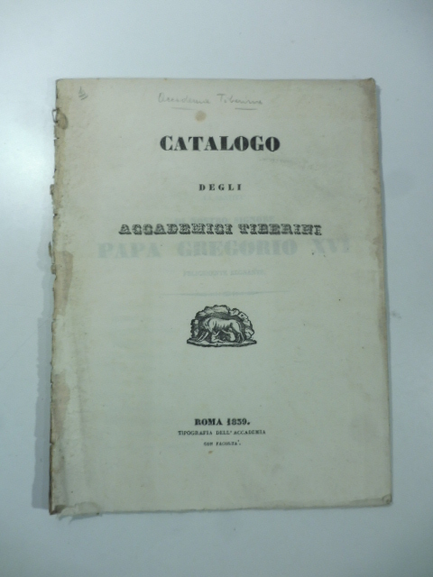 Catalogo degli  Accademici Tiberini